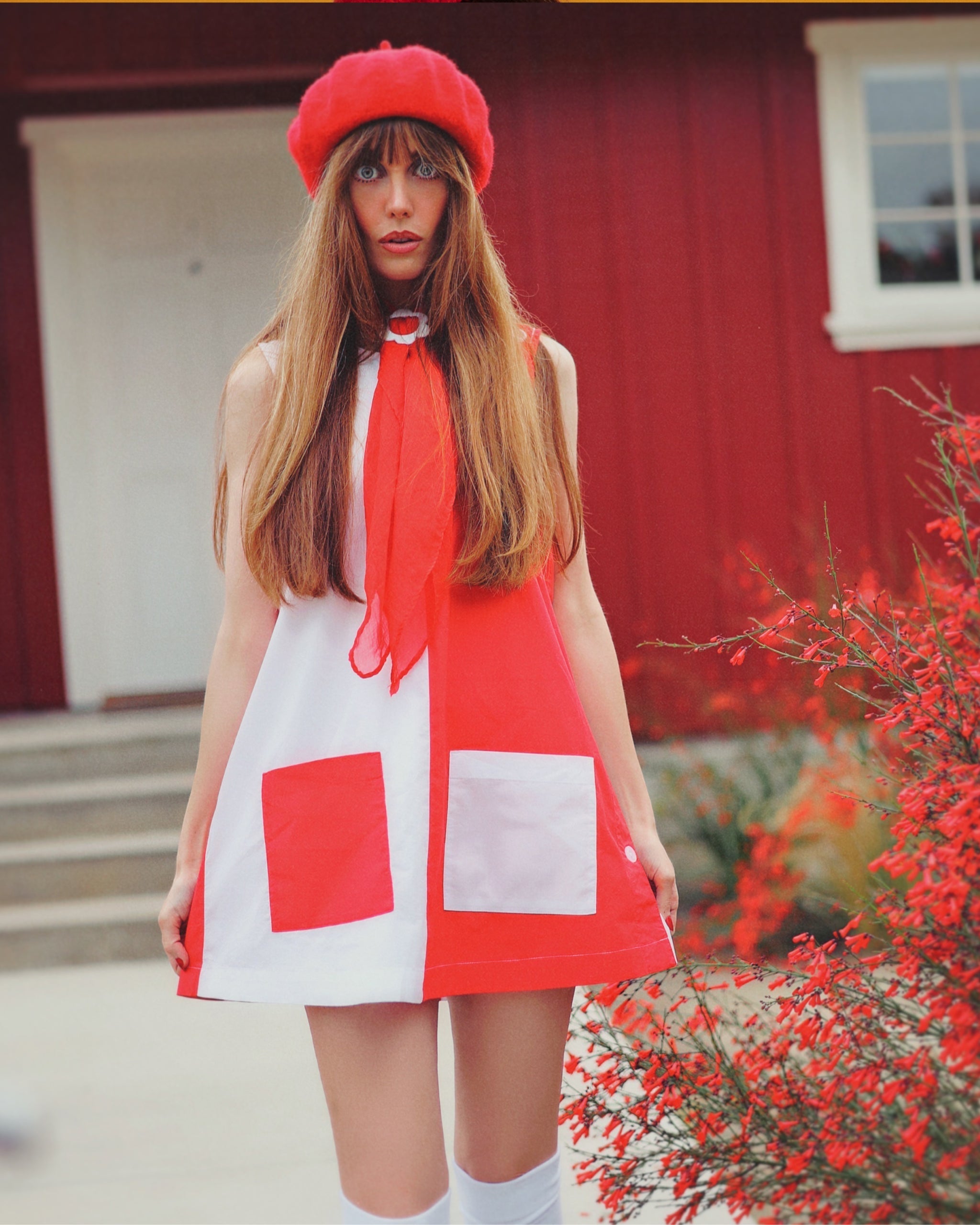 Two-Tone Smock (Red/White)