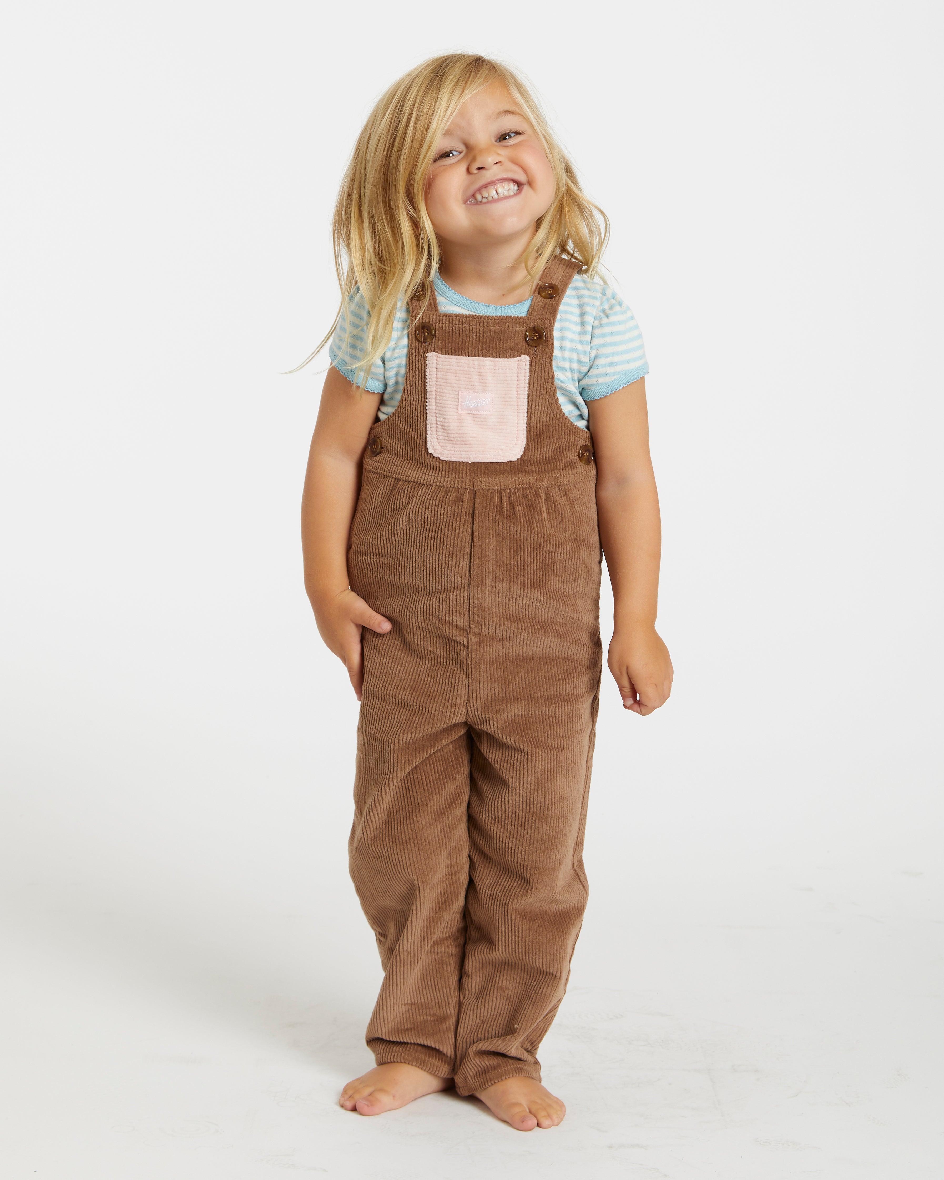 Kid's Overall (Brown/Powder Pink)