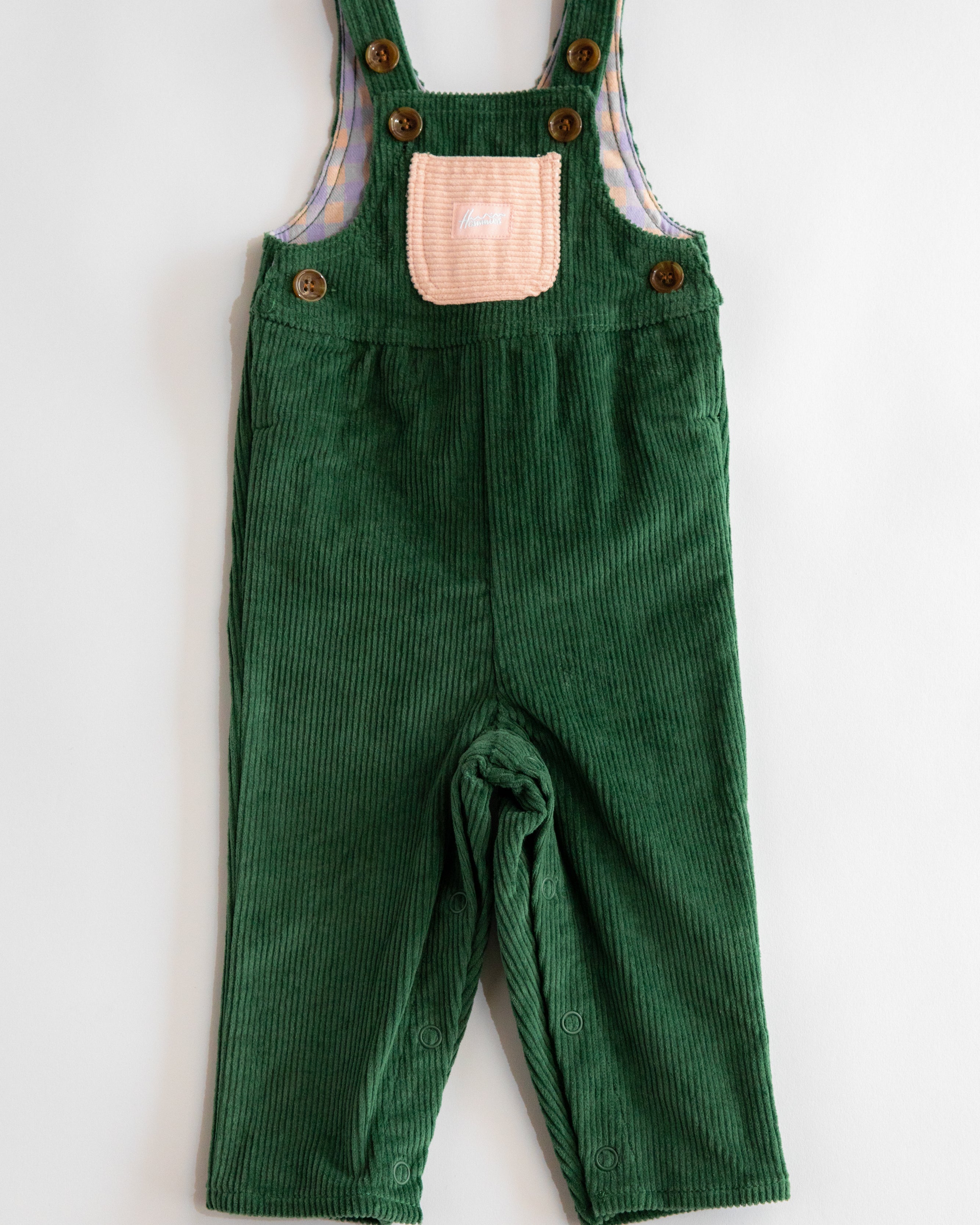 Kid's Overall (Forest Green/Powder Pink)