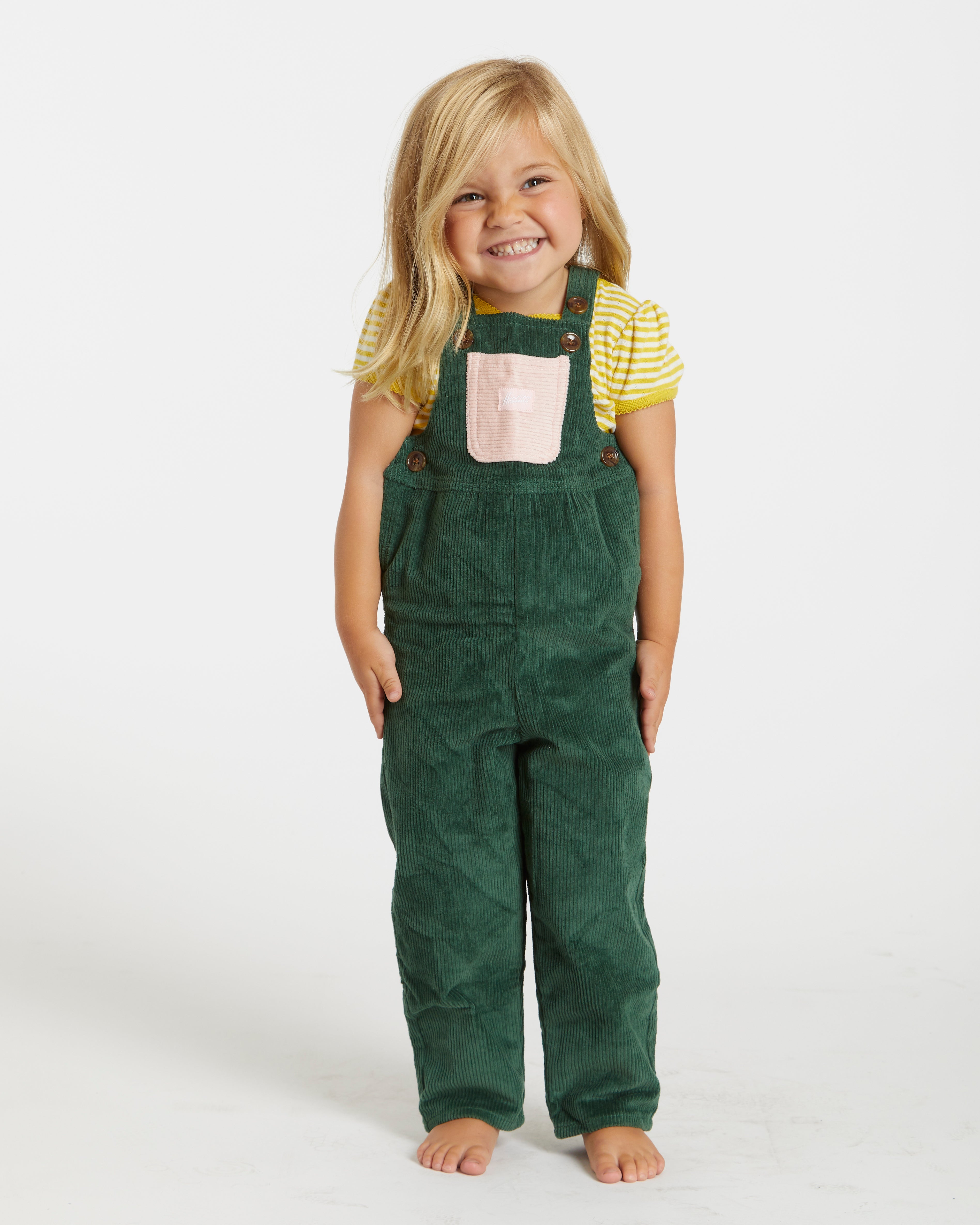 Kid's Overall (Forest Green/Powder Pink)