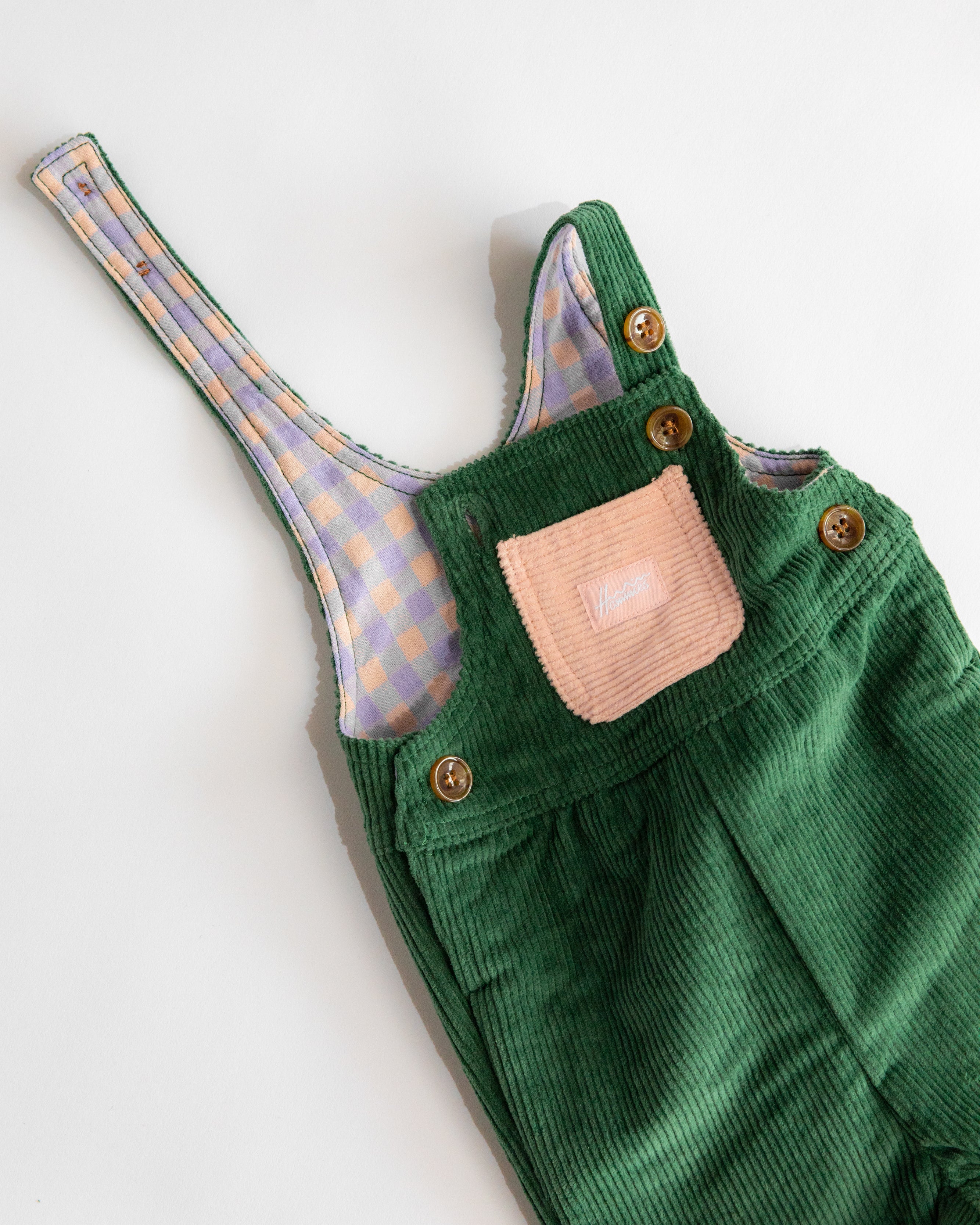 Kid's Overall (Forest Green/Powder Pink)