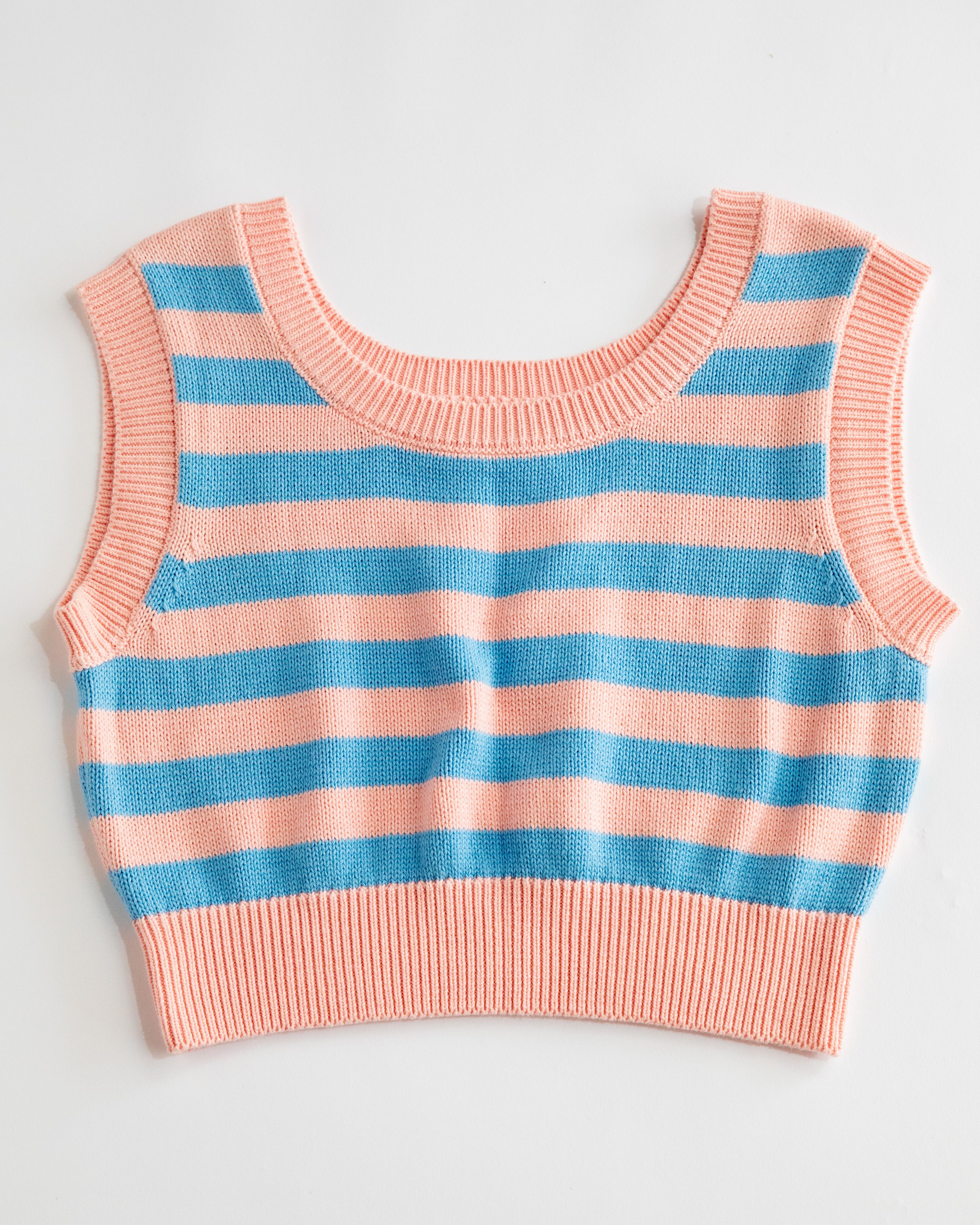 Knit Crop Top (Powder Pink/Blue Poppy)