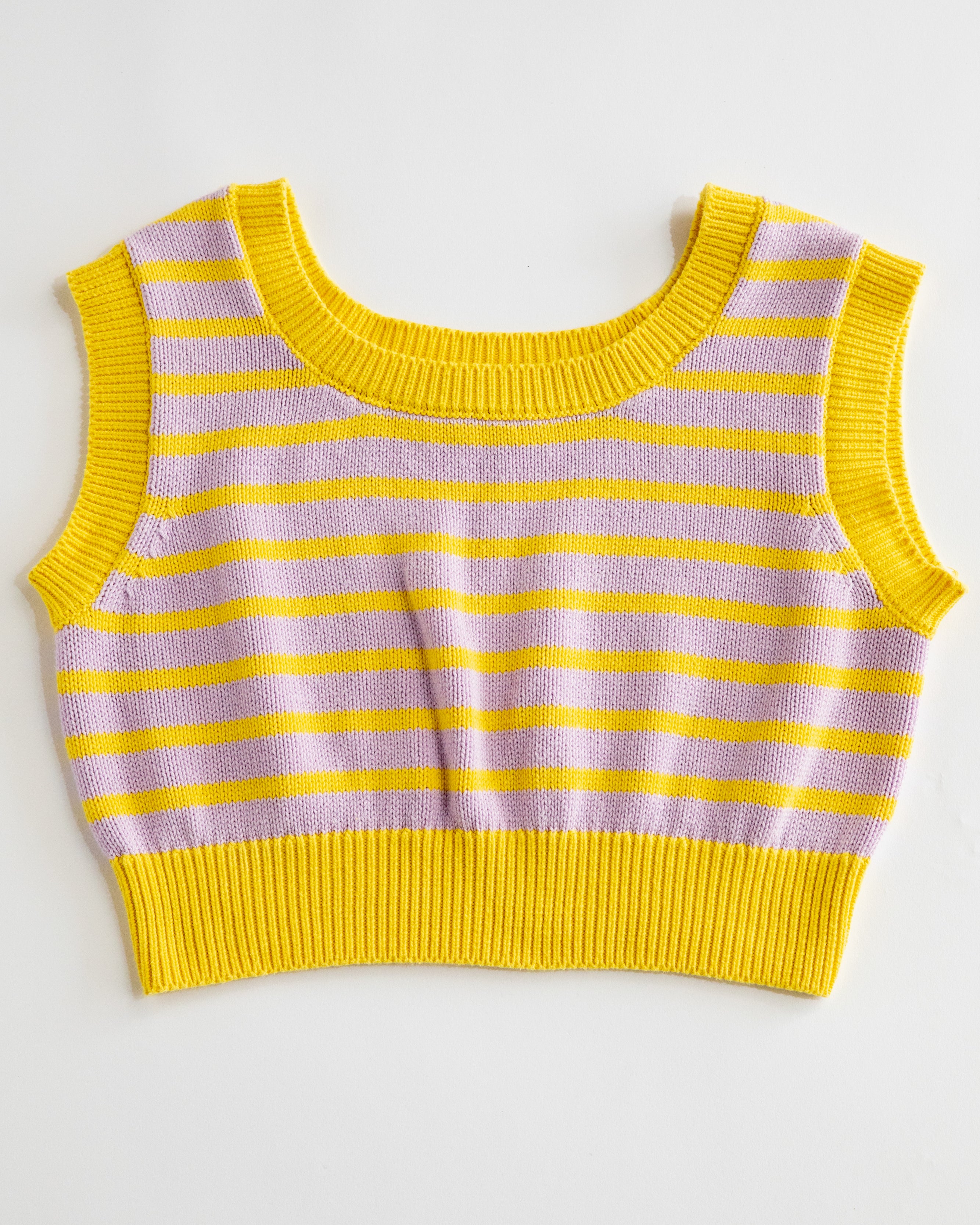 Knit Crop Top (Powder Purple/Yellow)