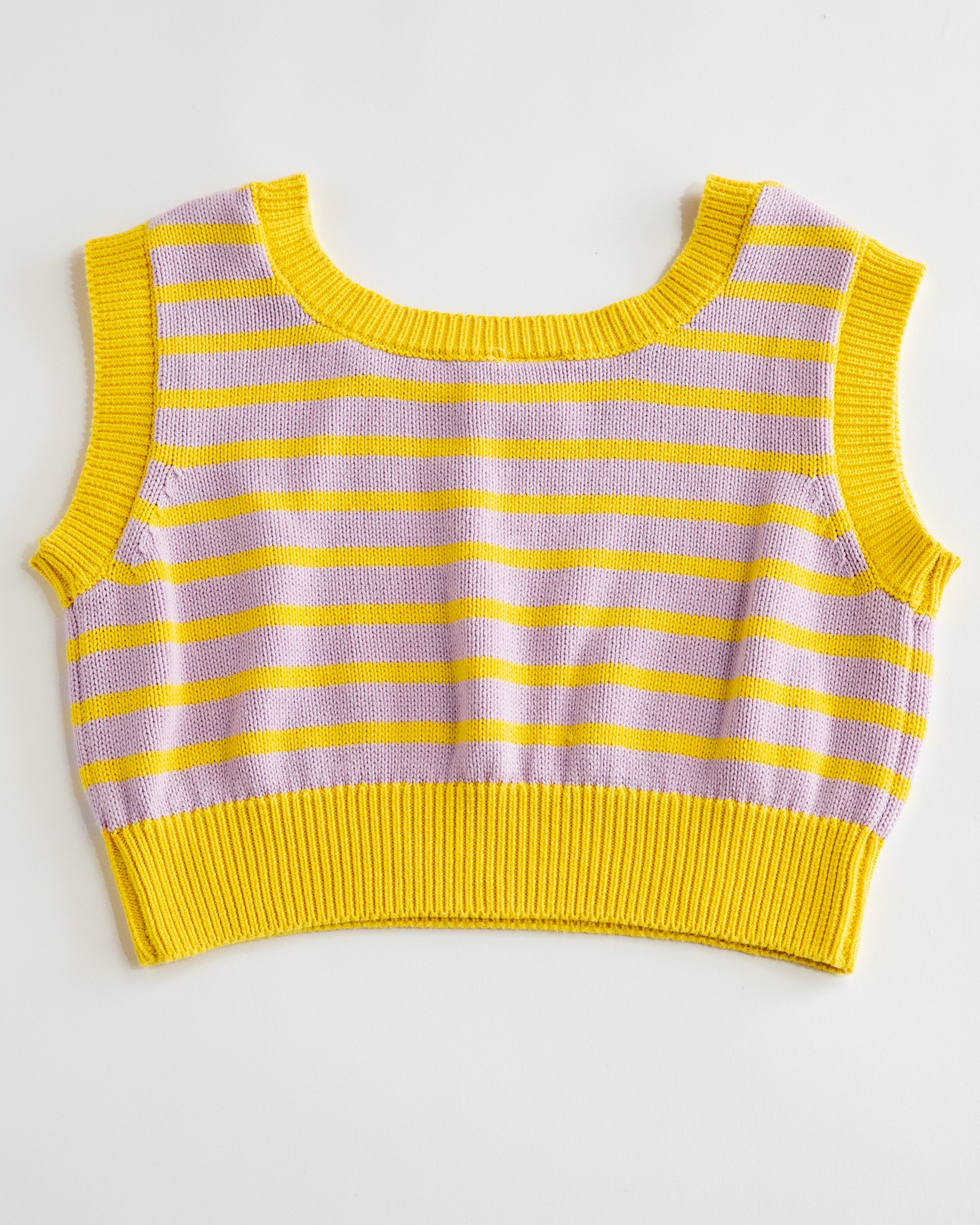 Knit Crop Top (Powder Purple/Yellow)