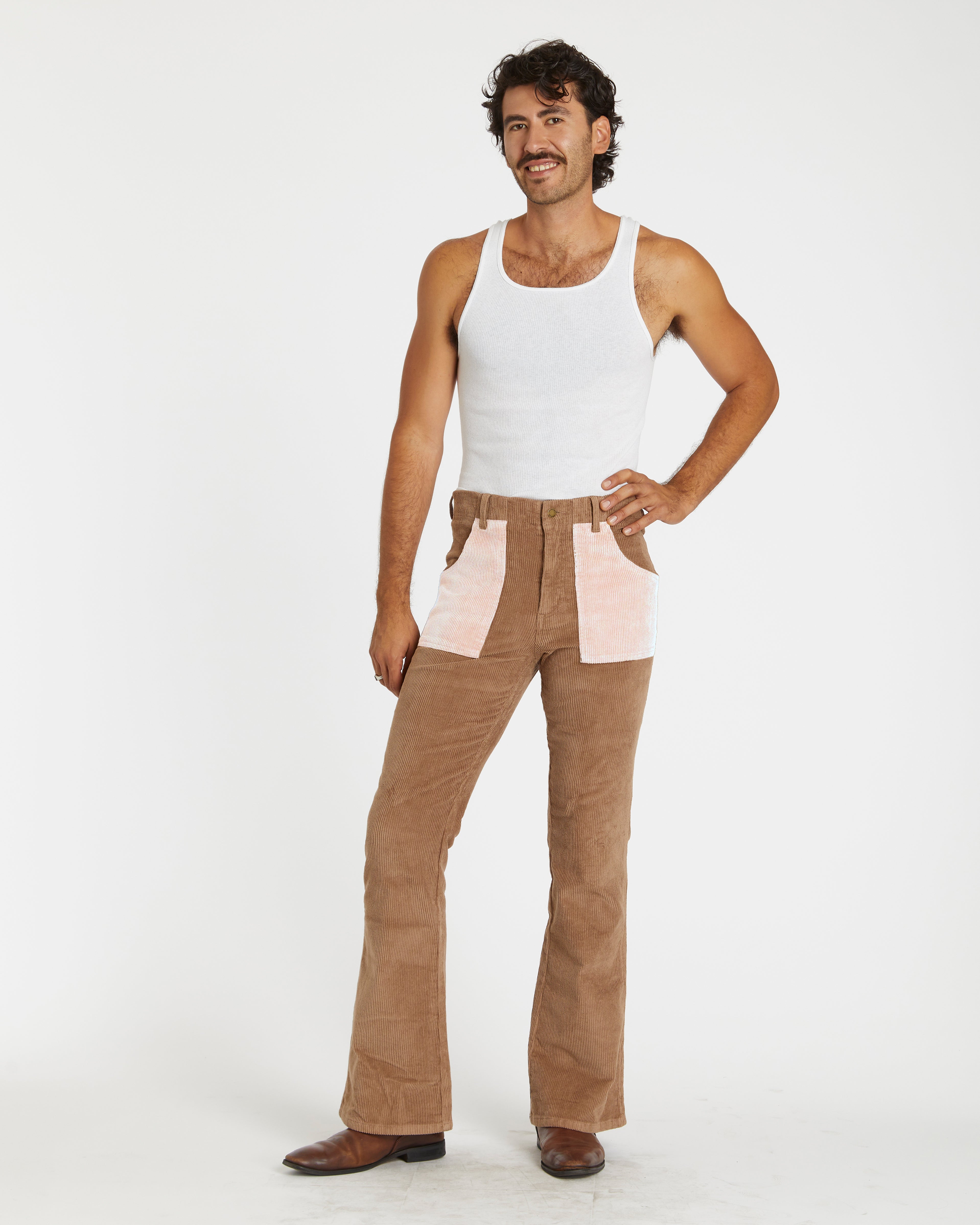 Men's Bell Bottom (Brown/Powder Pink)