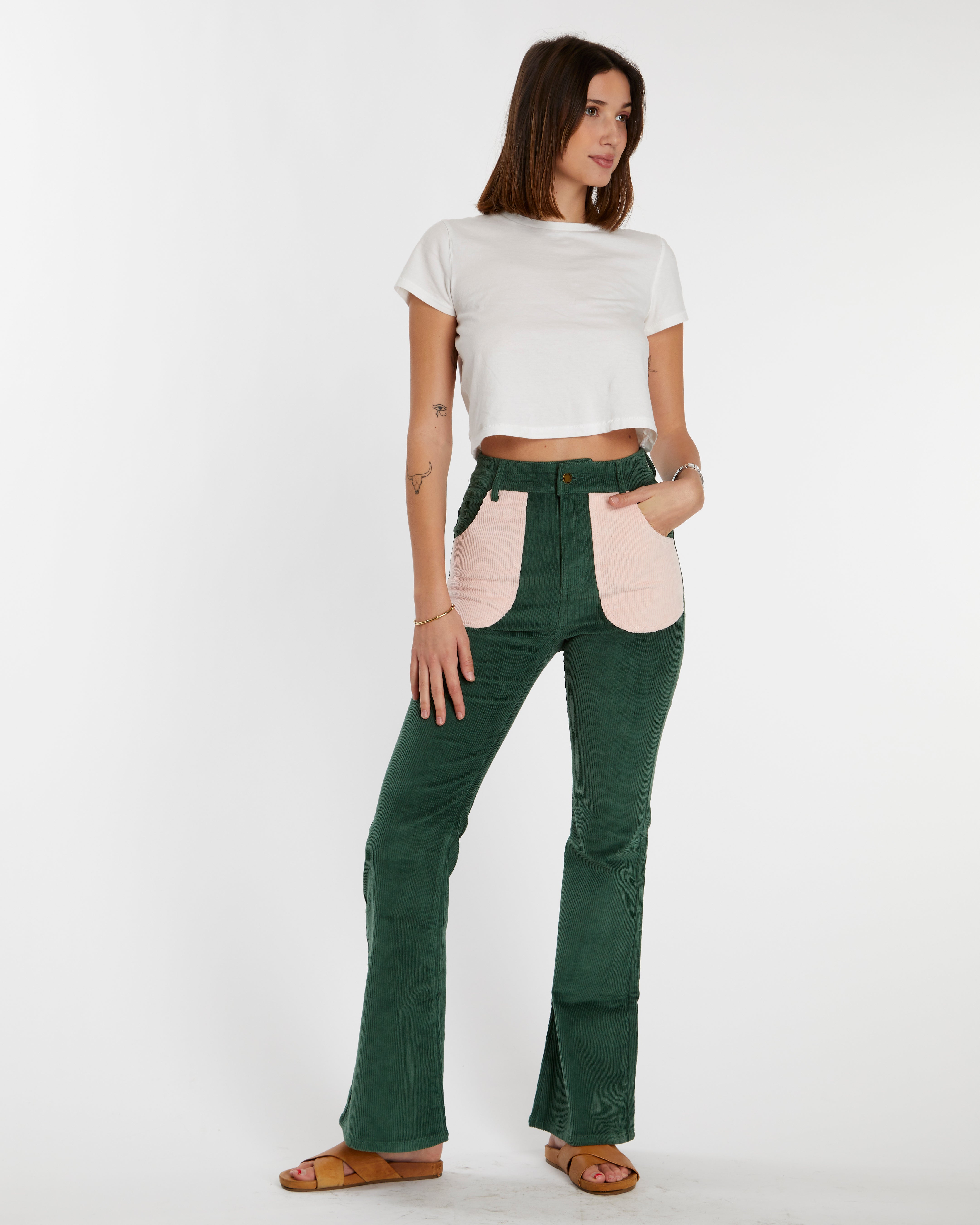 Women's Bell Bottom (Forest Green/Powder Pink)