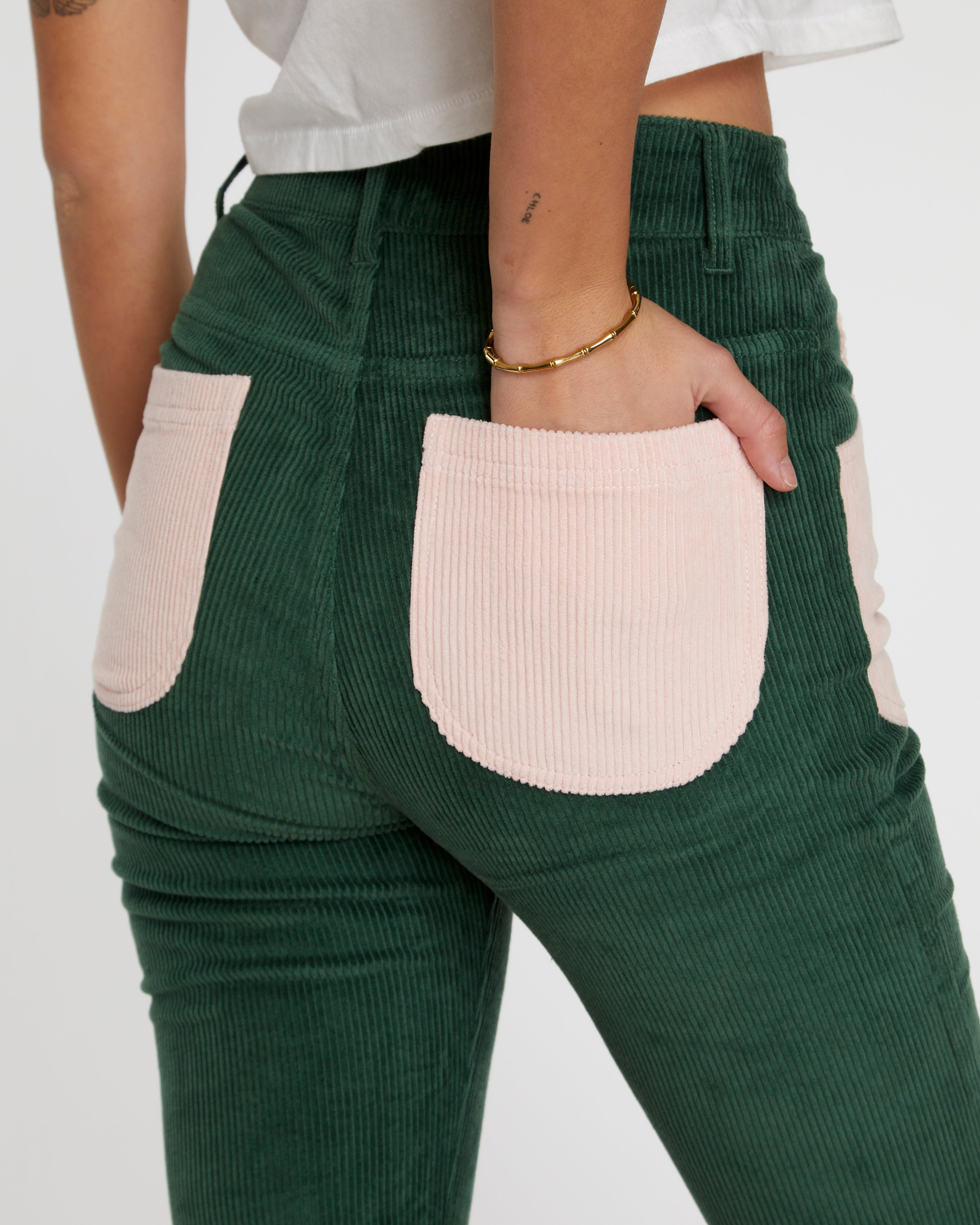 Women's Bell Bottom (Forest Green/Powder Pink)