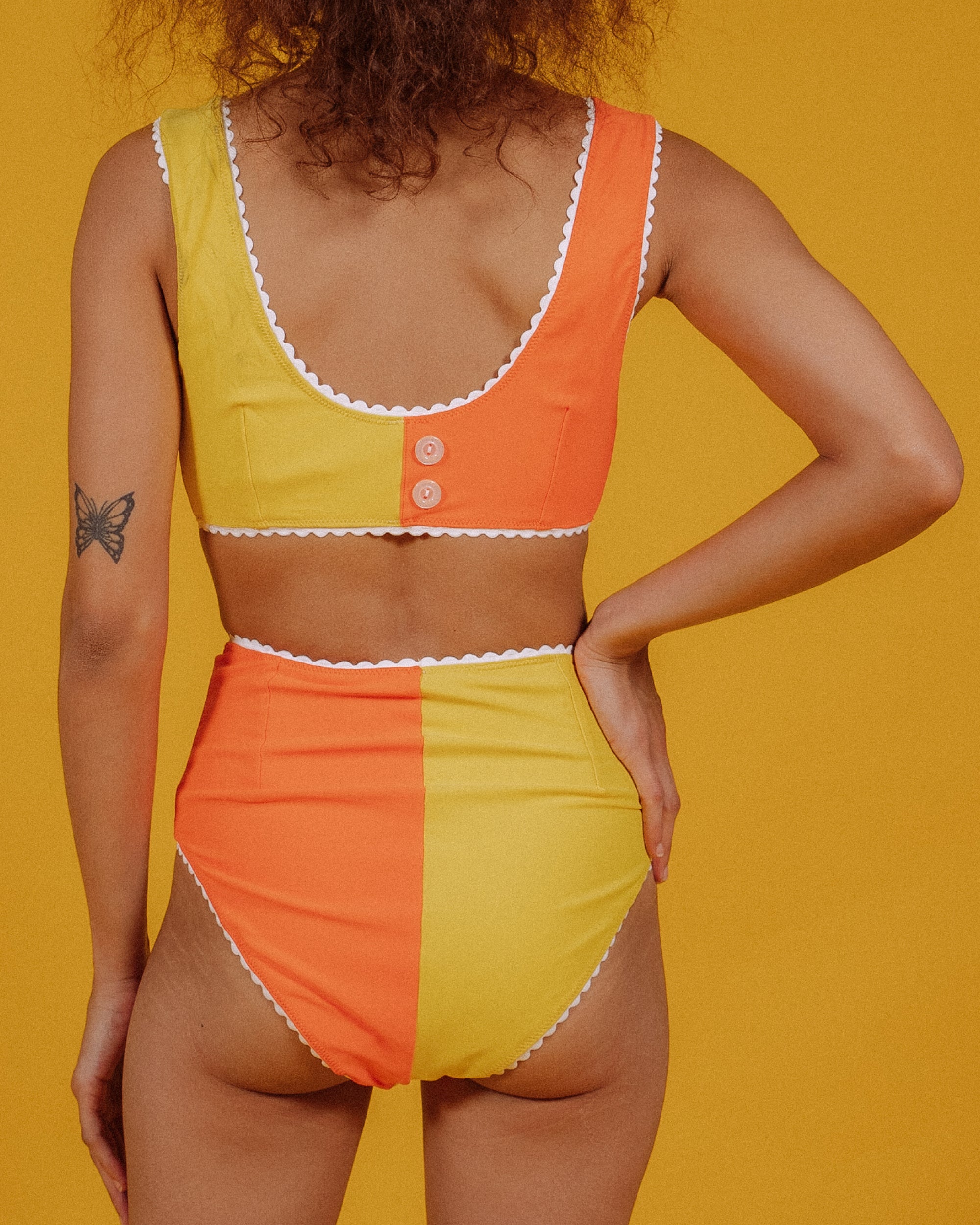 Yellow hot sale orange swimsuit